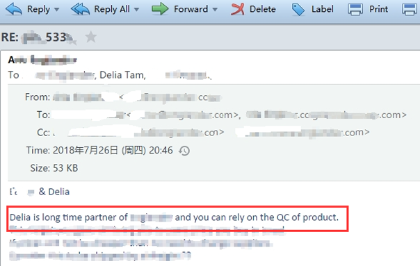 Testimonials, Rely on QC of the product